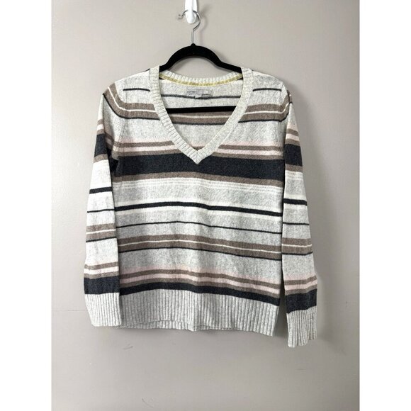 Old Navy Striped Y2K V-Neck Pullover Sweater Medium Retro Knit 09 Cozy Cabincore - Picture 1 of 12